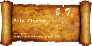 Bein Tivadar névjegykártya